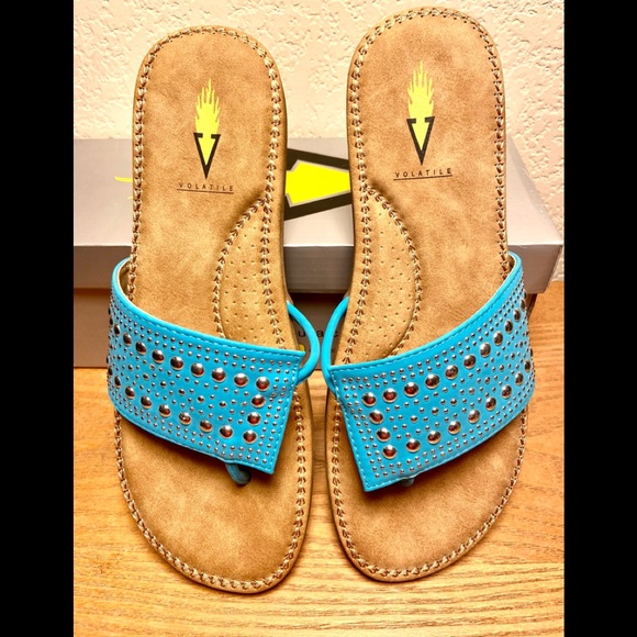 NIB-Volatile Turquoise Studded Comfort Sandals